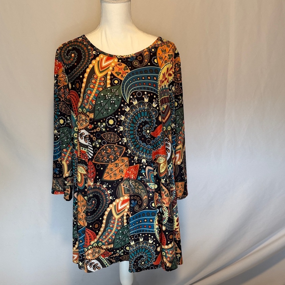 Bohemian Paisley Print Dress 2XL